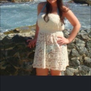 Lace swimwear coverup ivory cream small